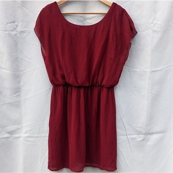 City Triangles maroon dress cinched waist size med spring summer all season dres - Picture 1 of 7